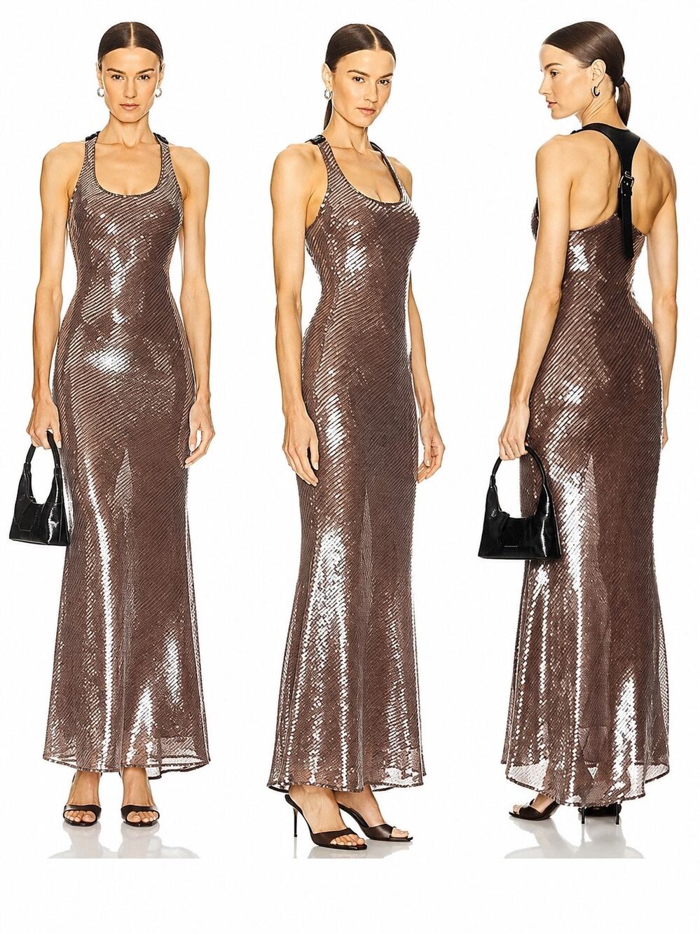 Monse Sequin Racerback Gown in Dark Nude US4